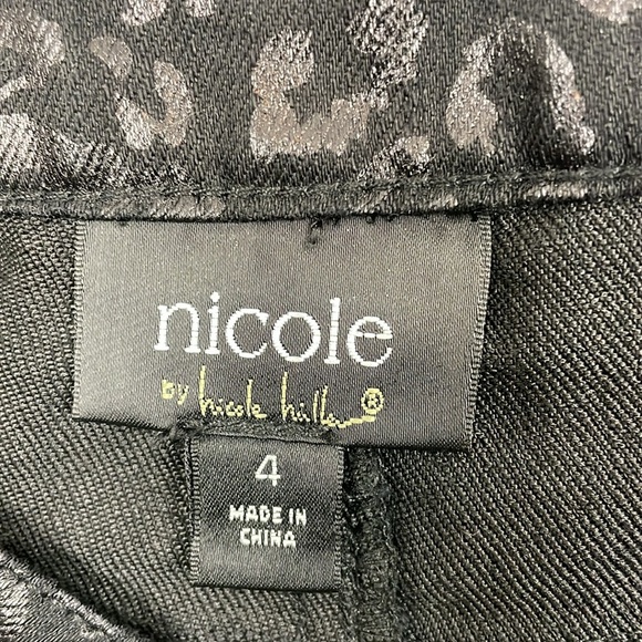 Nicole Miller Leopard Print Skinny Leg Jeans Women 4 Stretch 5 Pocket Black pant - Picture 10 of 10
